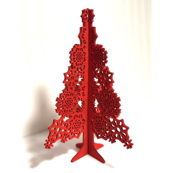Red Felt Christmas Tree Laser Cut Interlocking IKEA 14” - Picture 3 of 5